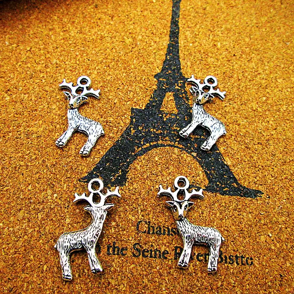 80pcs/lot--24X19mm Deer Charms For Jewelry Making DIY Findings Antique Silver Color Alloy Pendants