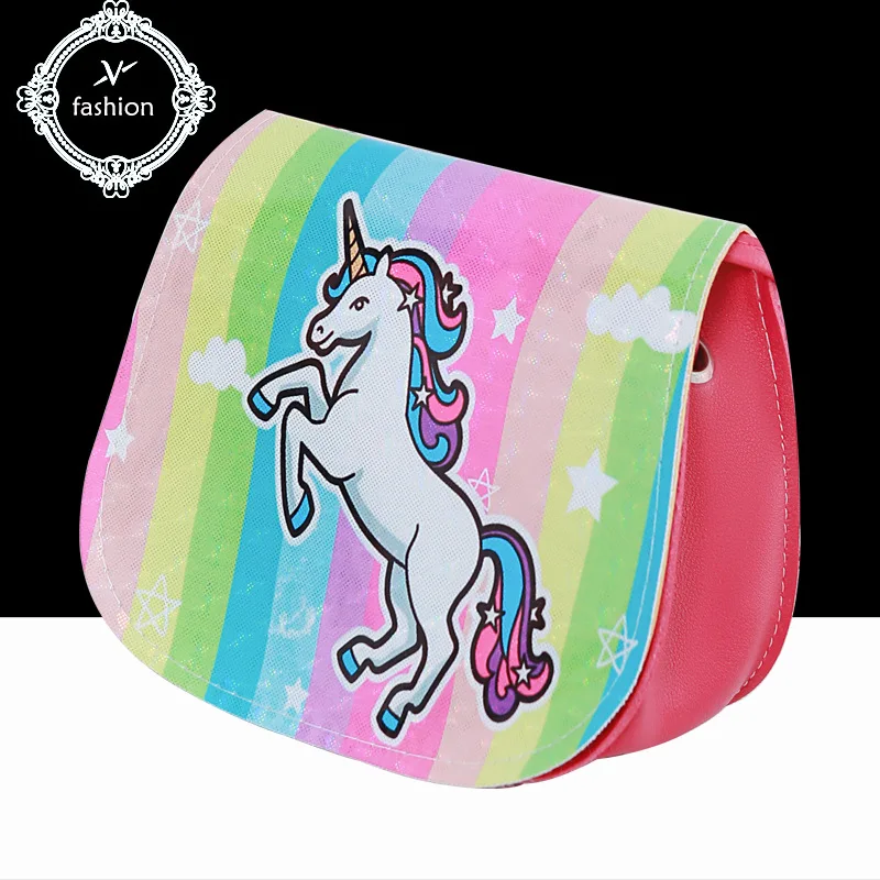 Cartoon Unicorn Shoulder Crossbody Messenger Bags for Girls Party Gift Fashion Shiny Rainbow Handbag Coin Purse