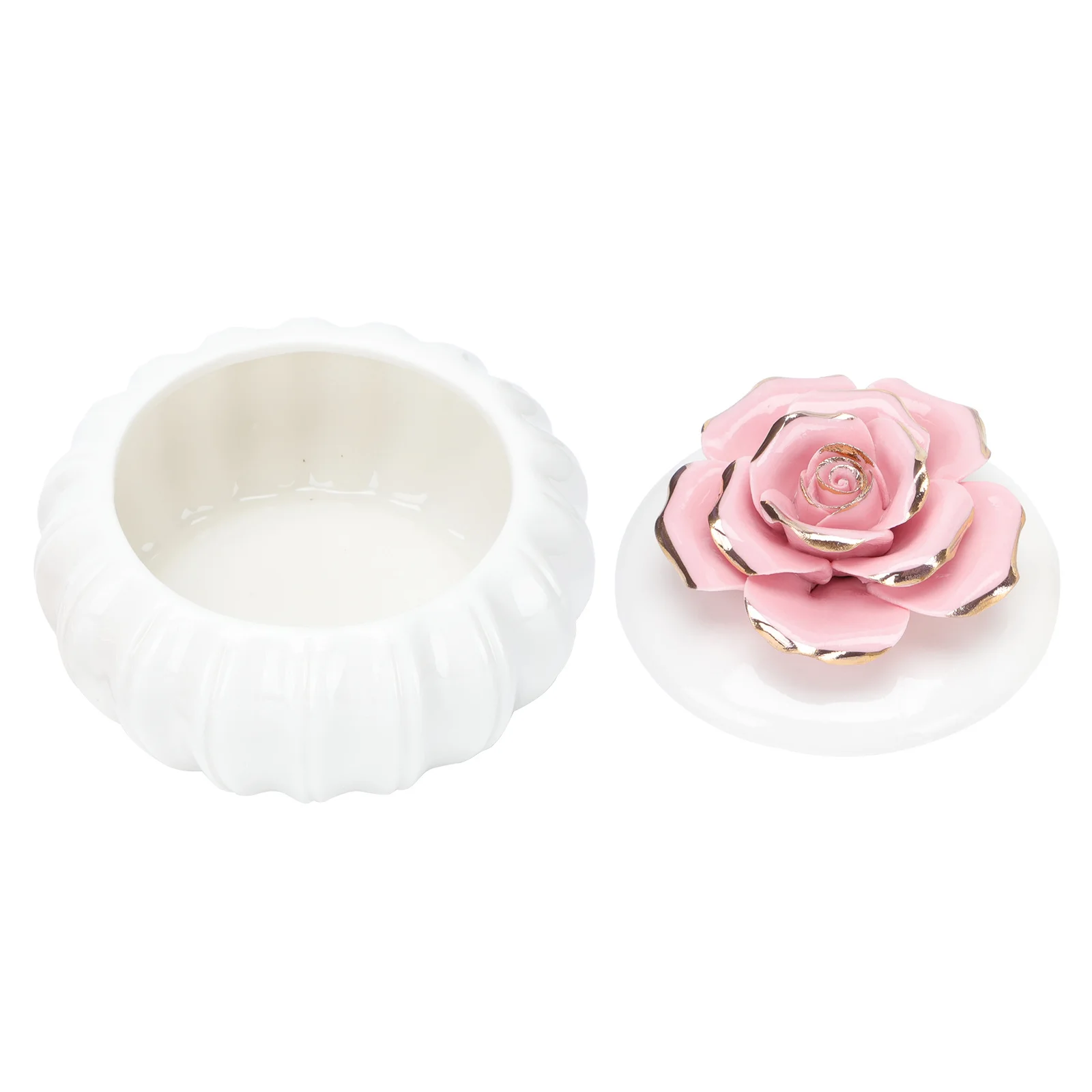 1 pçs rosa padrão cerâmica caixa de jóias estilo nórdico pintado à mão frasco de armazenamento selado durável caixa de presente decorativa