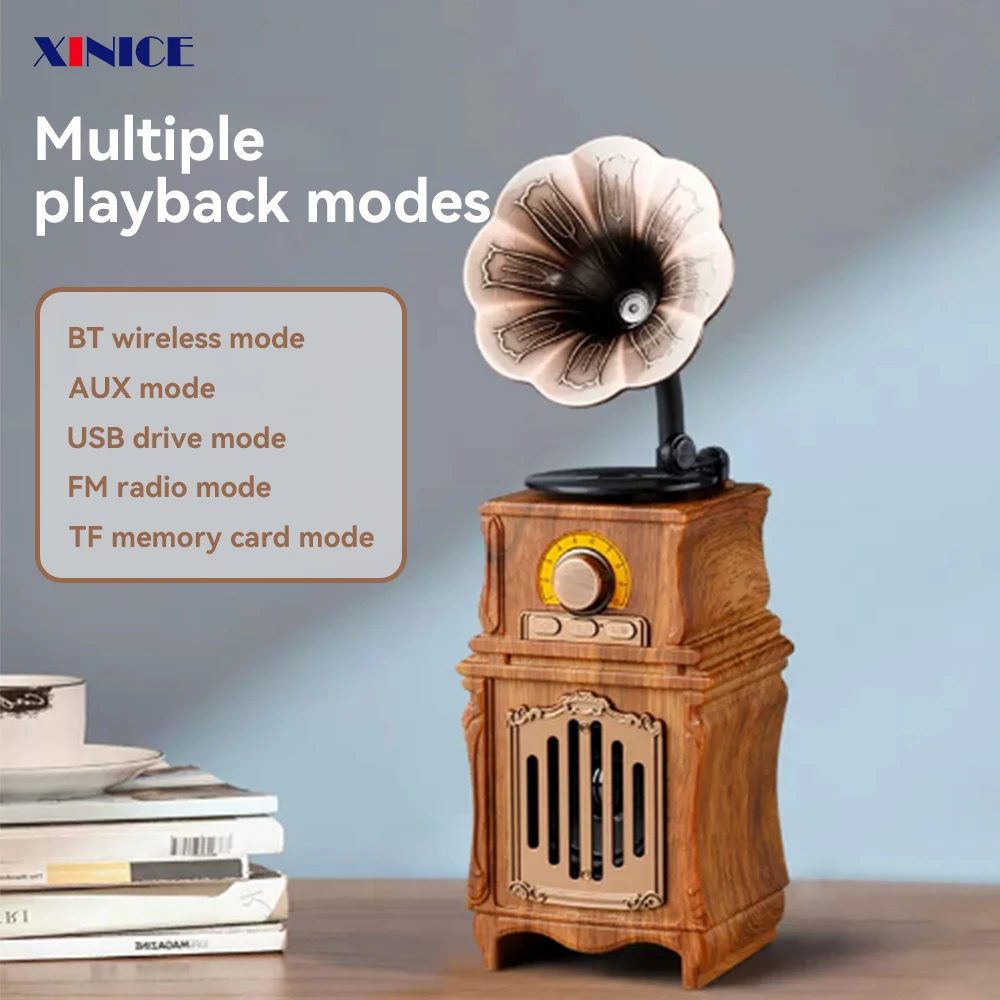 2025 Radio Walnut Antik Gaya Klasik Kuno Baru Multi Fungsi TWS Radio Nirkabel Portabel untuk Meja Kamar Tidur Kantor