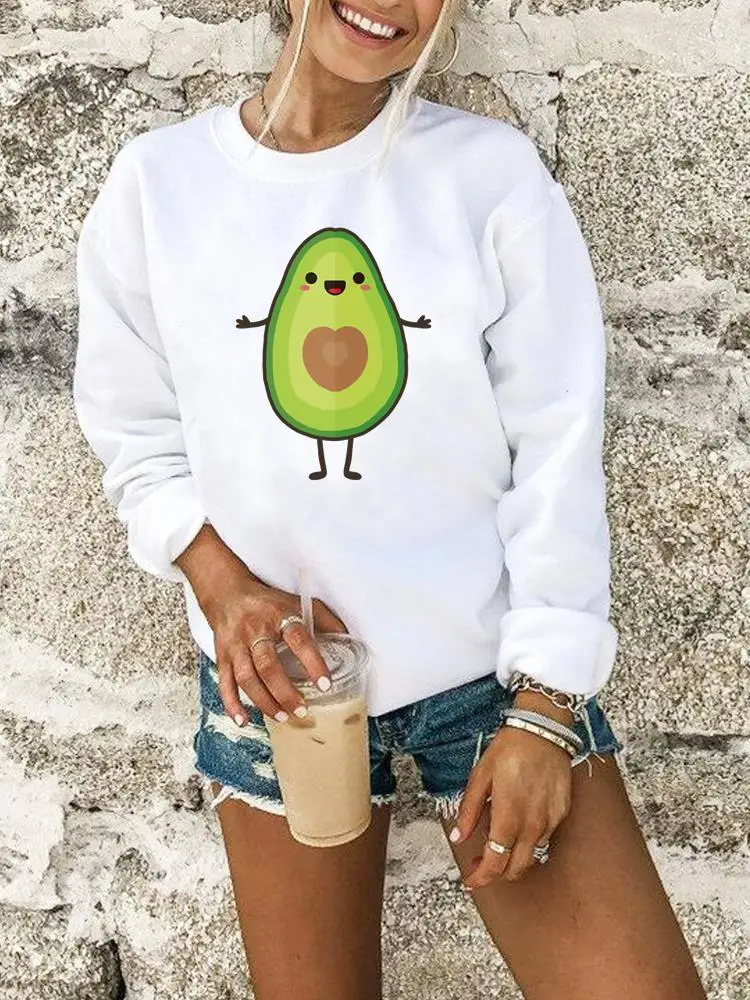 

Fall Autumn Pullovers Lady Hoodies Women Clothing Avocado 90s Sweet Love Print Female Fashion Woman Spring Graphic Sweatshirts