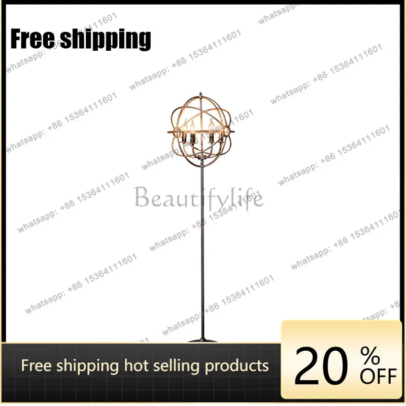 

YJ American light luxury living room bedroom floor ornament luminous retro creative gyroscope shaped floor decoration