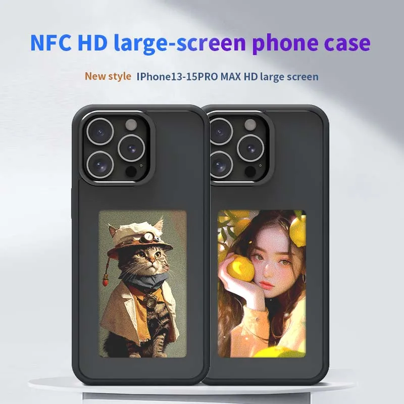 Smart NFC Screen Projection AI 16 Phone Case For iphone 16 15 14 13 Pro Max DIY E-ink Screen Photos Shockproof Protective Cover