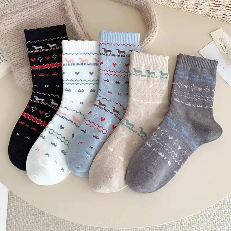 

1/5 pair of women's pure cotton sweat absorbing odor proof mid tube socks versatile comfortable casual socks for spring autumn