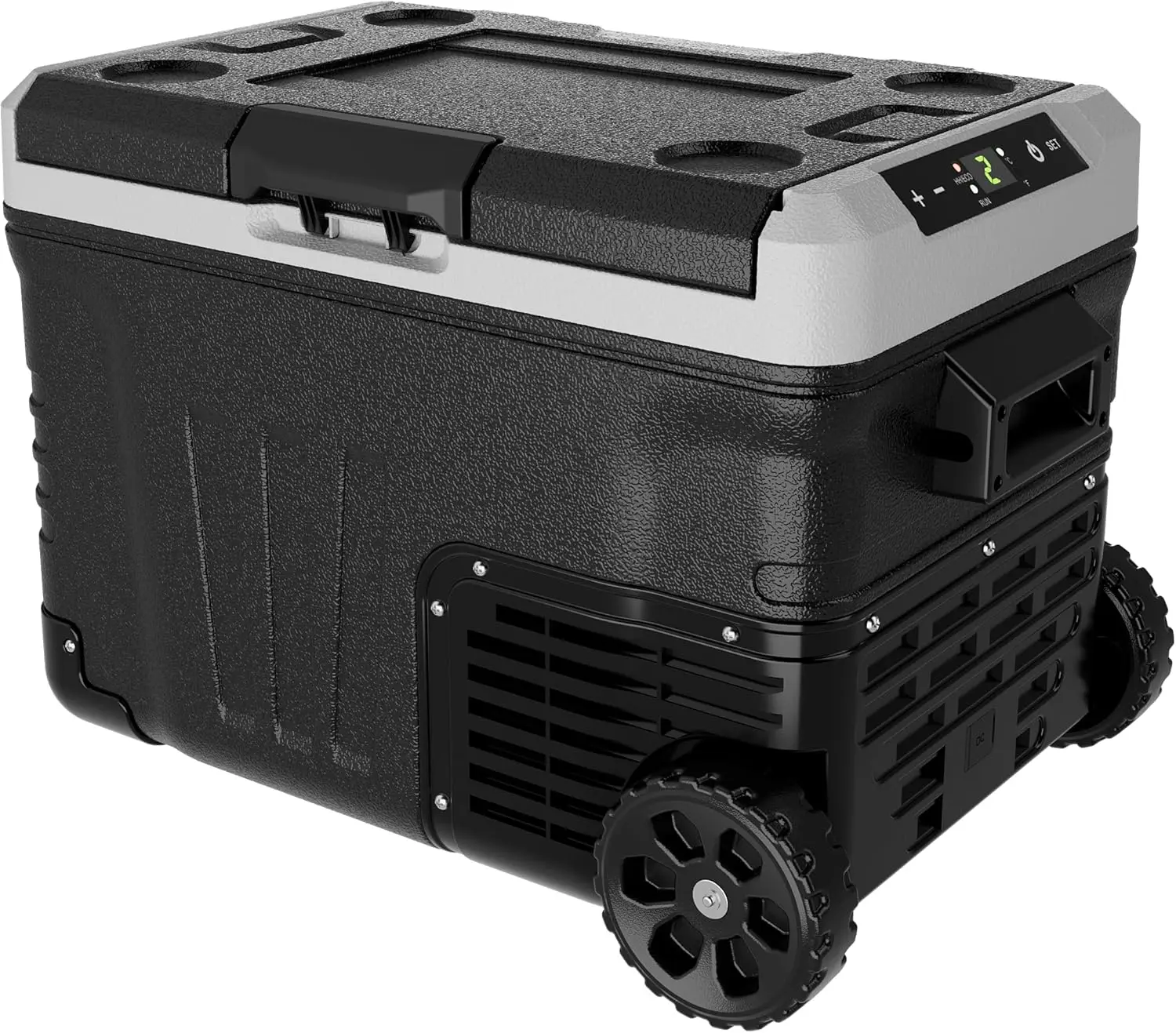 Refrigerator Portable Fridge - 37 Quart(35L) Electric Cooler Big Zone with 2 Baskets and Wheels, 12V Fridge -4℉-68℉ for Camping,