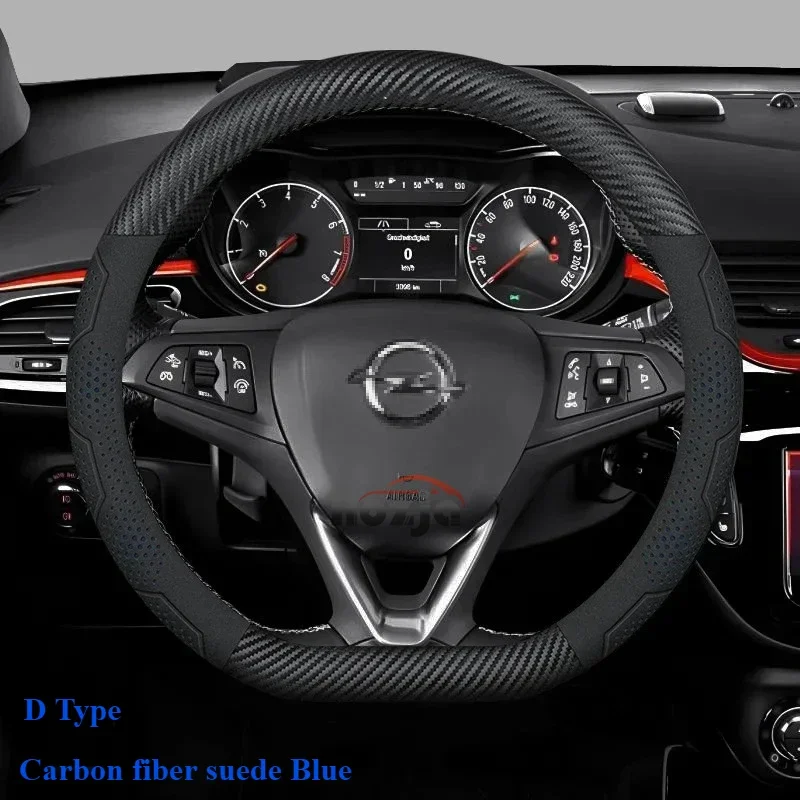 For Opel Combo-e Combo Cargo Life ELecteic 2021 2022 2023 2024 2025 Steering Wheel Cover Carbon fiber Suede Car Accessories