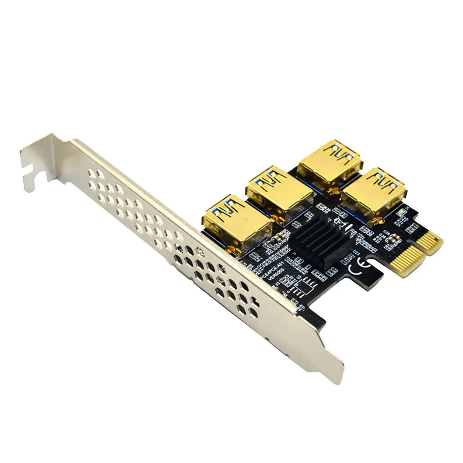 

1x PCI-E 1X to 4 PCI-E 16X Slots Riser Card External Adapter , 1 , 4.7 x 2.6 x 2.2 inch