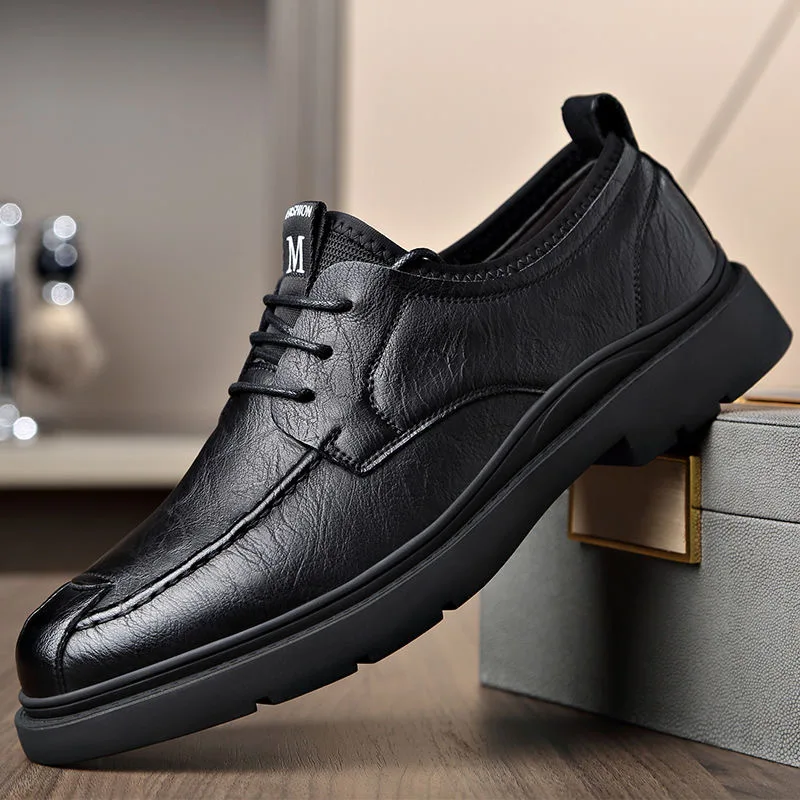 New Autumn Men's Shoes Brogue Casual Shoes Men's Genuine Leather Shoes Work Boots Business Casual Warm and Comfortable Loafers