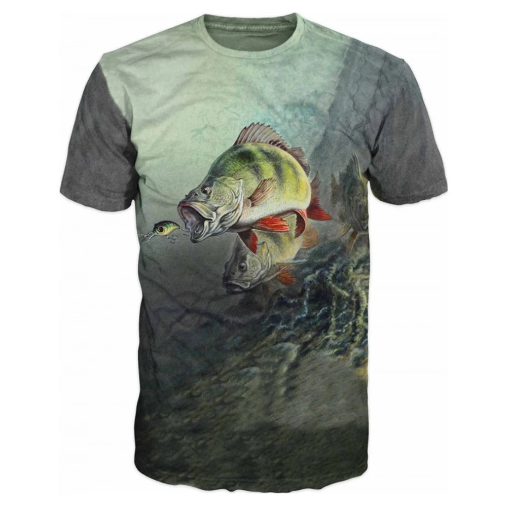 Camiseta de pesca Vintage para hombre, Camiseta holgada informal de manga corta con estampado 3d, sudadera para hombre, ropa superior para deportes