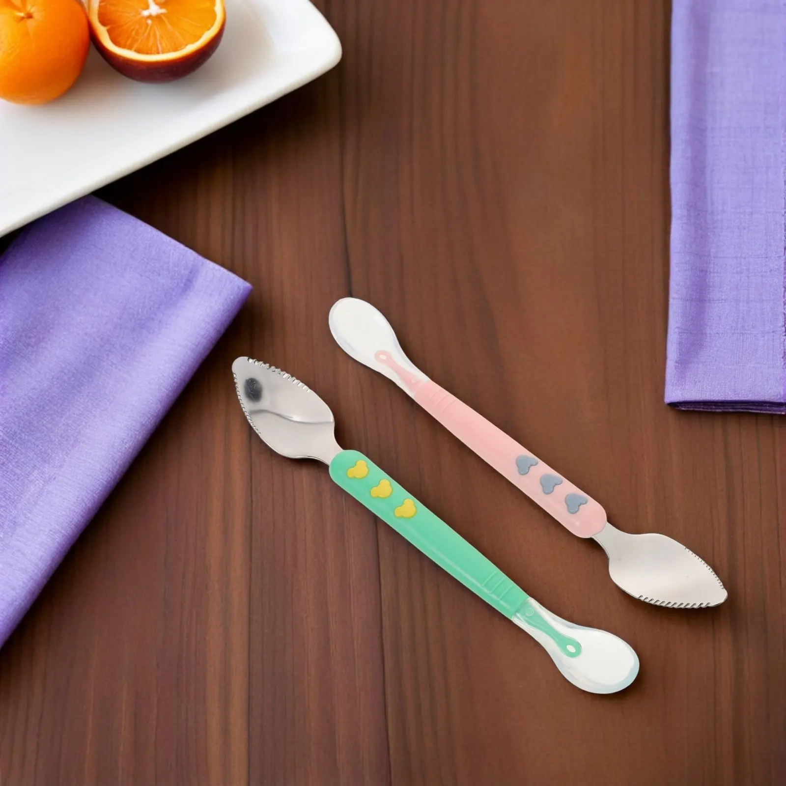 

2Pcs Double Head Silicone Baby Spoon Fruit Scraping Feeding Utensil Infant Weaning Training Spoon Soft Edible Grade
