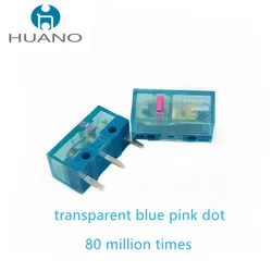 Miễn Phí Vận Chuyển Hàng Mới Về HUANO Màu Xanh Trong Suốt Chuột Micro Switch 3pin 80 Hàng Triệu Click HUANO Trong Suốt Nút Micro