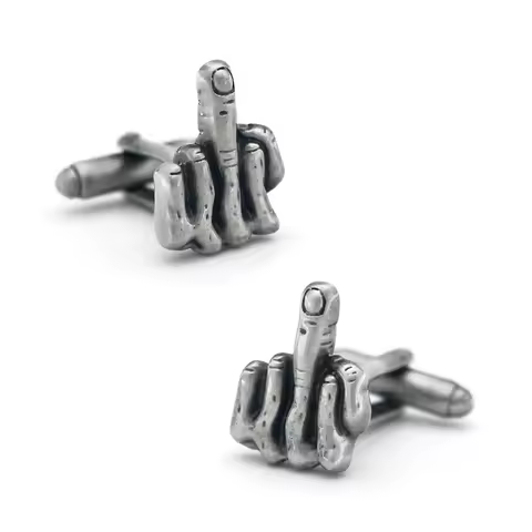Men's Vintage Finger Gesture Cufflinks Retro Metal Color Funny Design Quality Brass Cuff Links Wholesale &amp; Retail