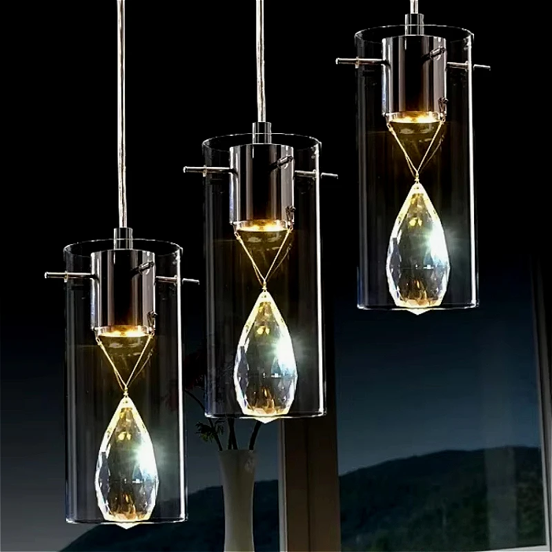 Single Head Luxury K9 Crystal Modern Chandelier Sparkling Jewelry Diamond Droplight Bedside Resturant Glass Led Pendant Lamp
