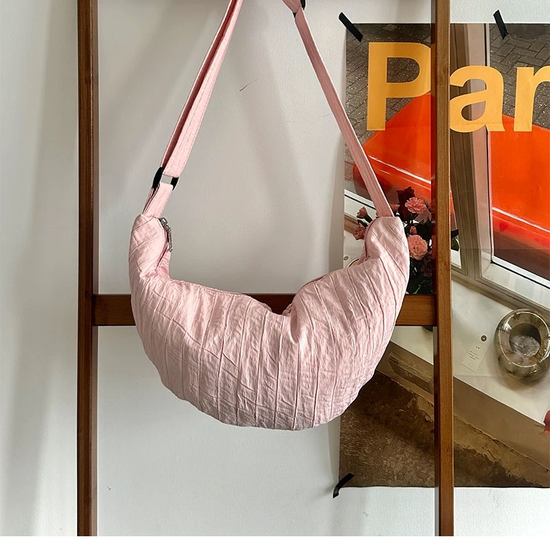 

Pink Crossbody Bags Korean Student Commuting Canvas Hobos Chest Bag