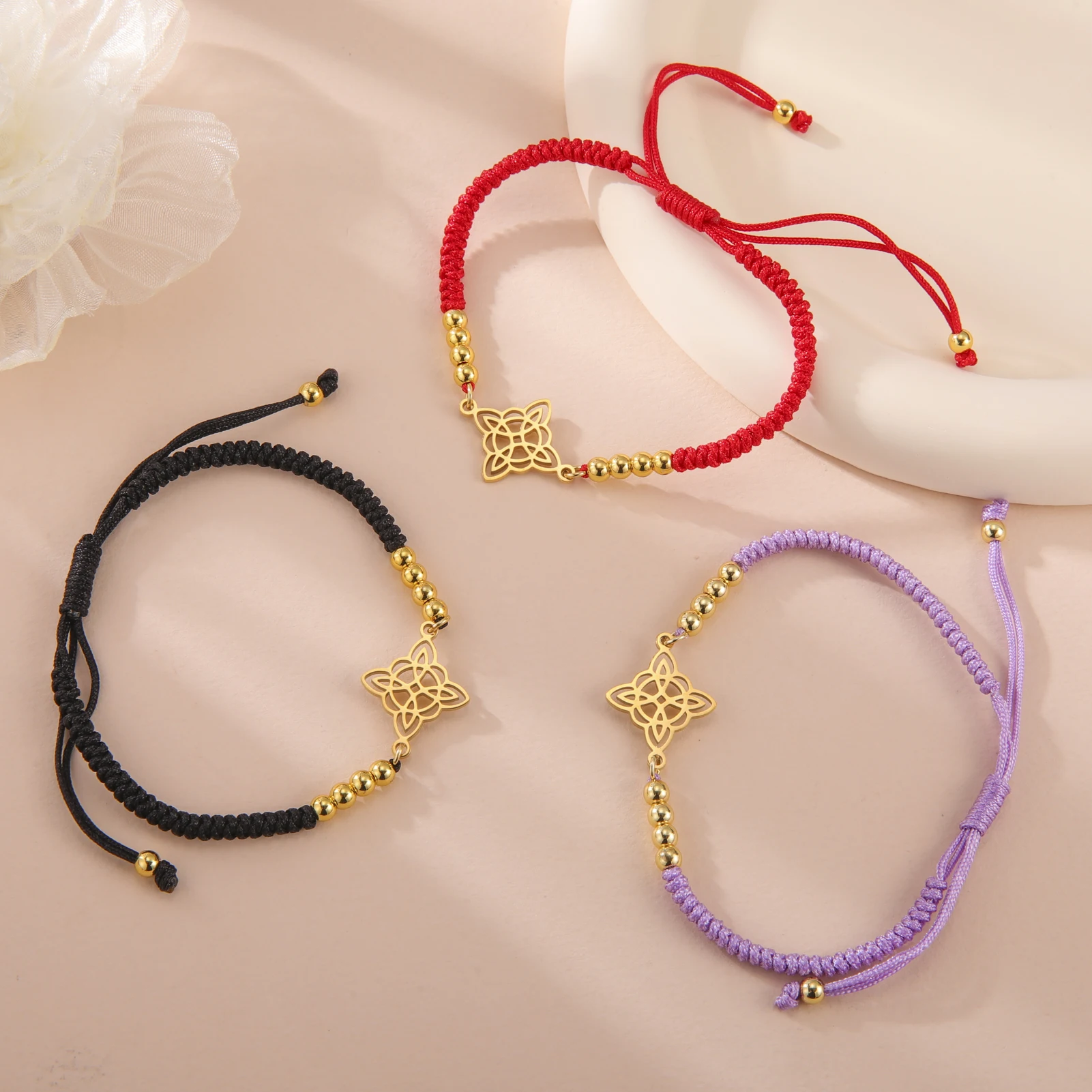 Hexenknoten-Charm-Armbänder für Frauen Nudo De Bruja Edelstahl Hexenamulett Glücksarmbänder Schmuck Glücks-Buddha – Detail 12