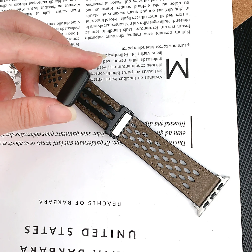 애플 워치용 마그네틱 스트랩, 울트라 2 밴드, 49mm, 44mm, 40mm, 45mm, 41mm, 38mm, 가죽 및 실리콘 팔찌, iWatch 시리즈 9, 8, 7, 6, 5, 4 se