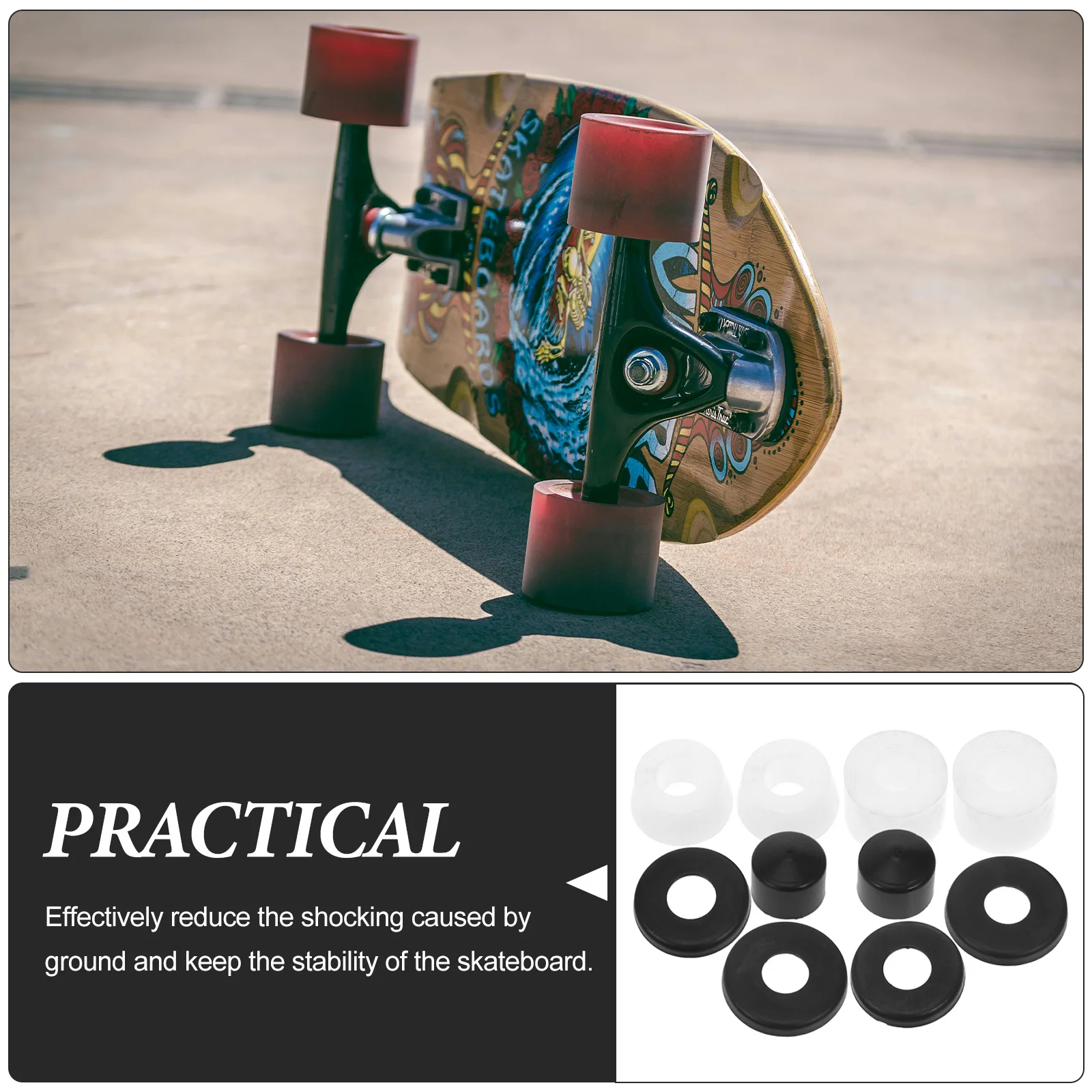 

1Set Skateboard Shockproof Absorber Kit Professional Vibration Damping Cushions Stable Longboard Truck Bushings Cup Washers