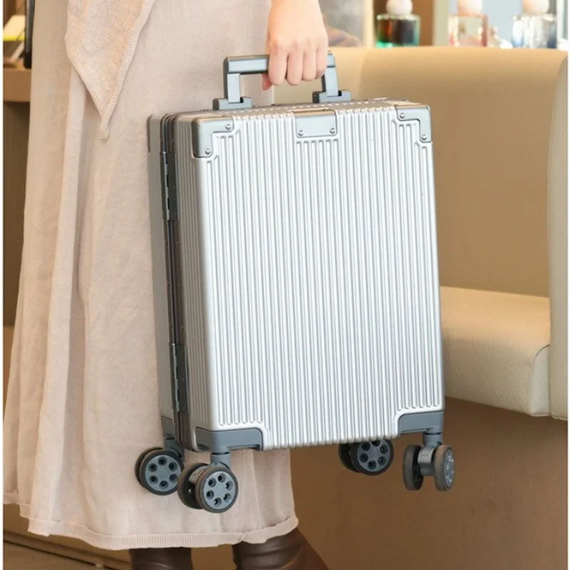 16 "حقيبة حمل الصعود حقيبة صغيرة خفيفة الوزن المتداول الأمتعة للطفل حقيبة سفر بعجلات مع إطار من الألومنيوم قفل بكلمة مرور #2