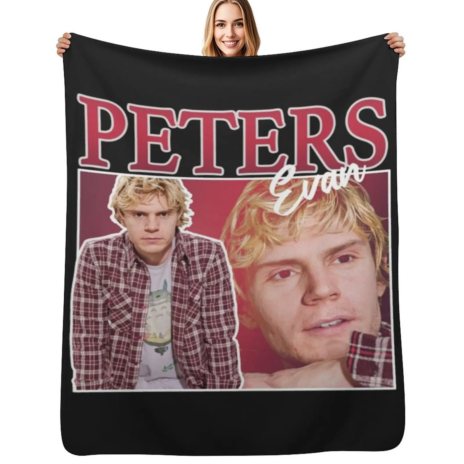 

Evan Peters Retro Throw Blanket Soft Home Decor Blanket for Couch Bedroom