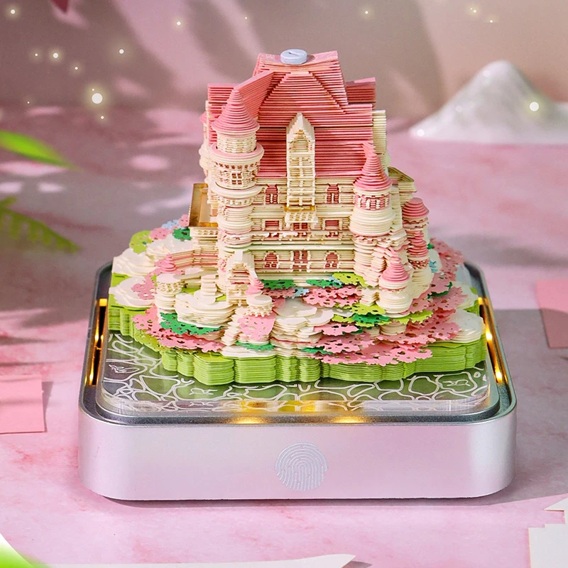 

Настольный календарь 2026 с отрывным блокнотом и светодиодной подсветкой — 3D-резьба по бумаге, идеальный рождественский подарок