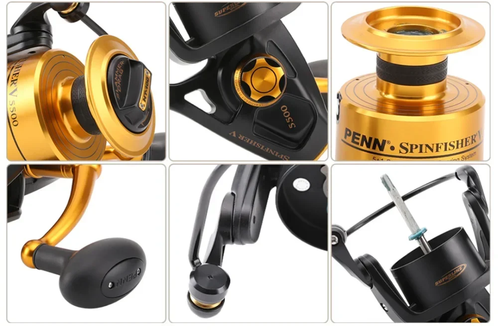 100% Original PENN SPINFISHER V SSV 3500-10500 Spinning Fishing Reel 5+1BB Full Metal Body Saltwater Boat Penn fishing reel