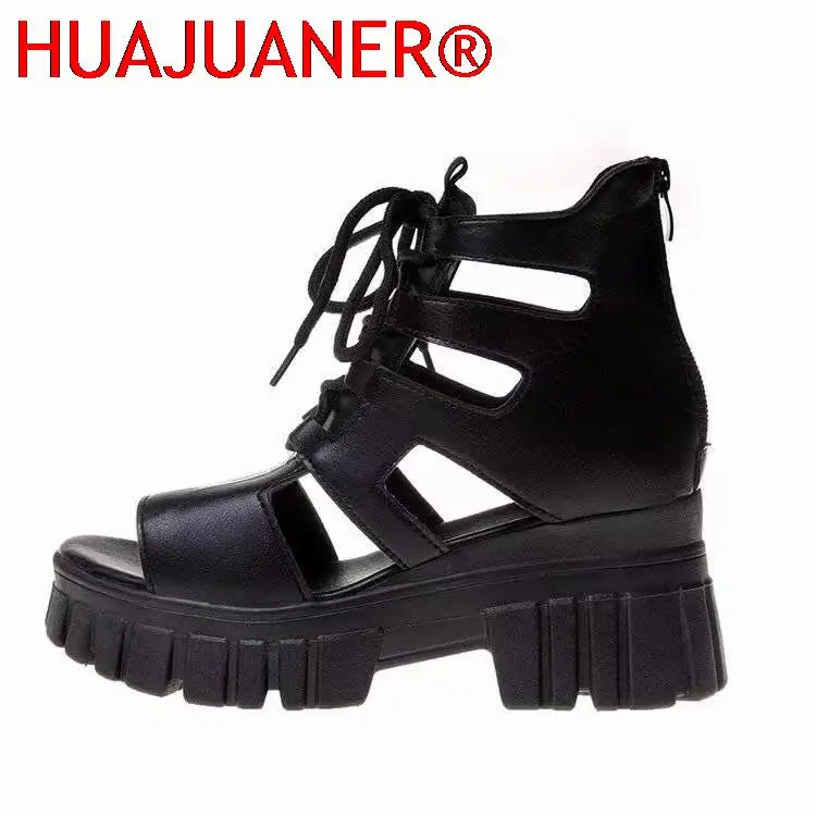 

Summer Hollowed-out Breathable Thin Roman Sandals Women New All-match High-heeled Platform Sandals Wedge Platform Shoes