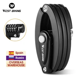 WEST BIKING-candado con contraseña plegable para bicicleta, candado de cadena antirrobo para Cable, candados portátiles de seguridad para puerta de motocicleta, accesorios para bicicleta