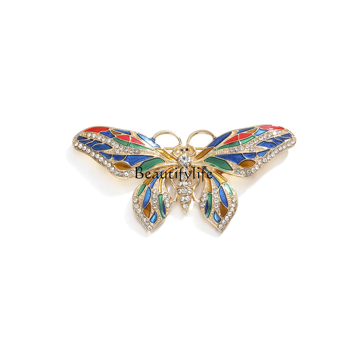 

European and American color enamel diamond butterfly brooch medieval fashion coat corsage pin