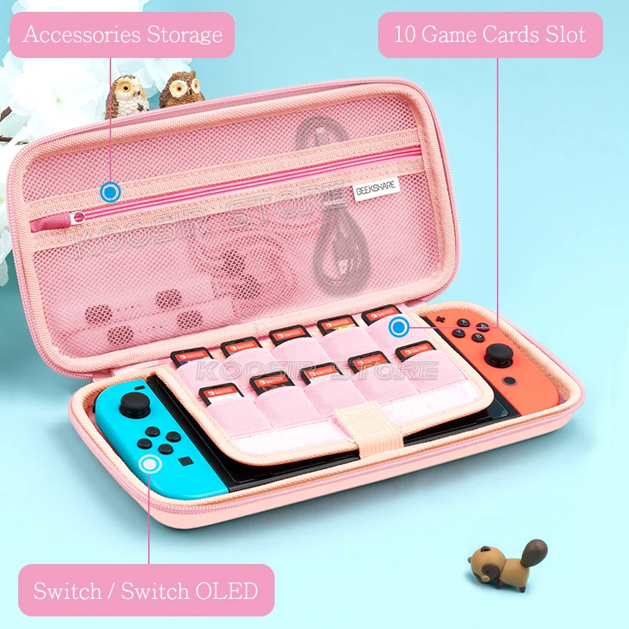 For Nintendo Switch OLED  Accessories Case Cute Cat Paw 3D Pattern Storage Hand Bag 4 Joycon Soft Shell With 10 Game Card Cover