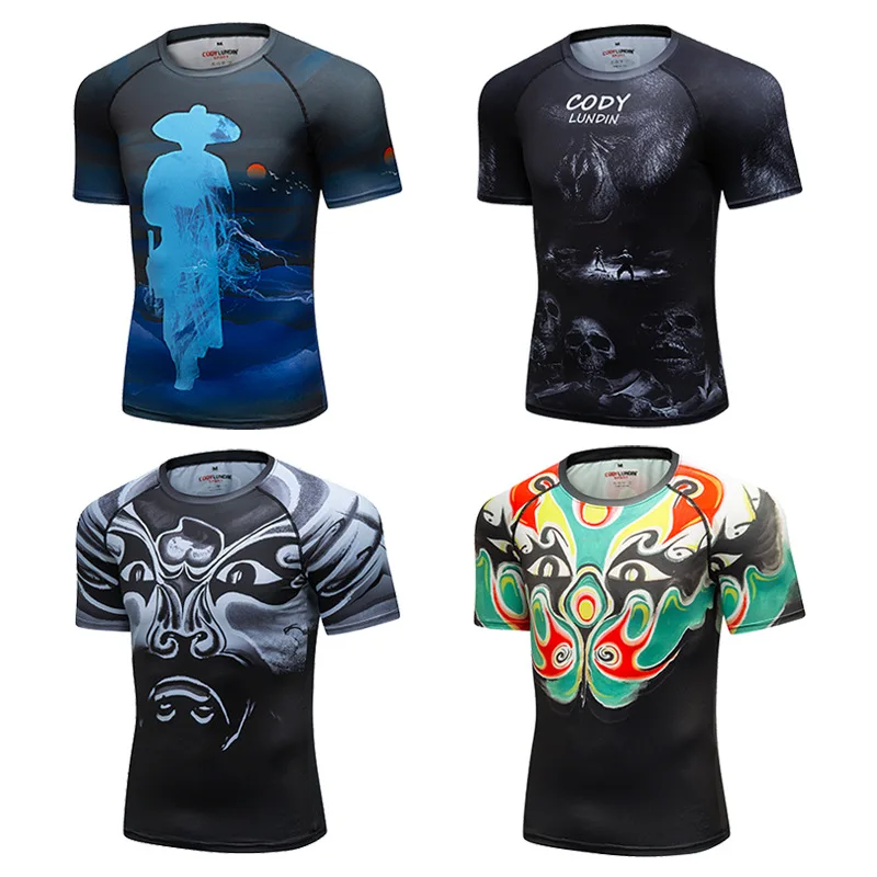 Men Jiu Jitsu Compression MMA T-shirt Boxing Rashguard Muay Thai Kickboxing T-shirts 3D Printing Sport Jerseys Boxeo Fightwear