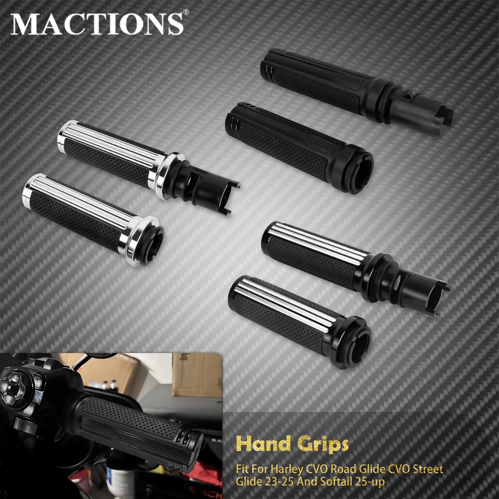 Motorcycle 1'' Handle Bar Hand Grips 2PCS For Harley Touring CVO Road Street Glide 2023-2025 Softail Street Glide Ultra 2025-Up