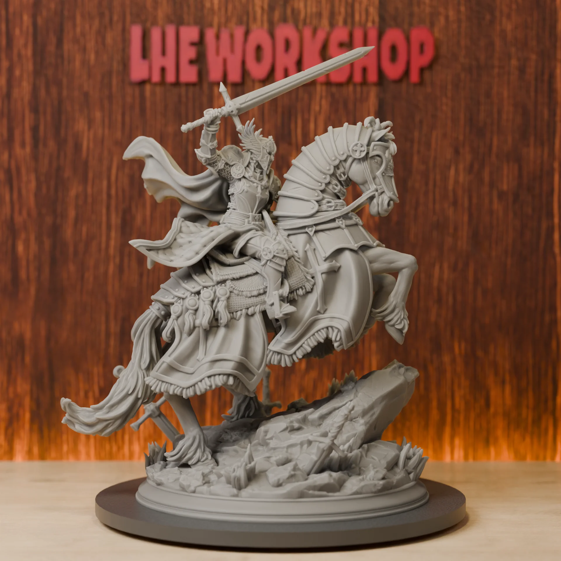 Female Rider Paladin Miniatures | 28mm-38mm | Resin 3D Printed DND Pathfinder Mini | Unpainted Grey