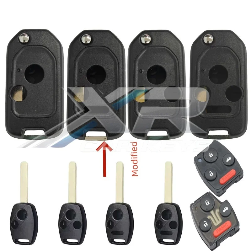 Modified Upgrade Remote 2/3/4 Button Flip Folding  Car Key For Honda Accord Civic CRV Pilot HRV Jazz 2003-2013