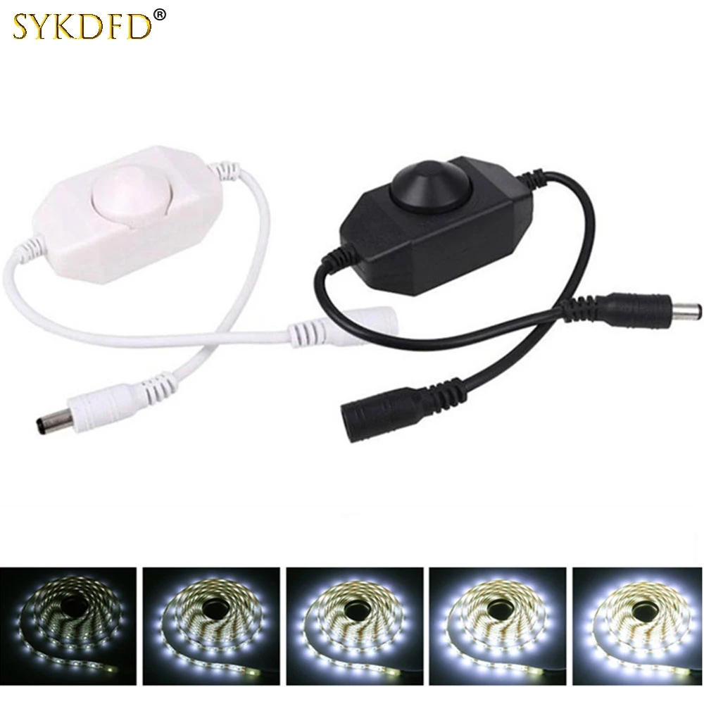 1Pcs DC Cable with Switch 301-501-304-303 Online Switch Monochrome Knob LED Dimmer 12V-24V Stepless Adjustment Switch