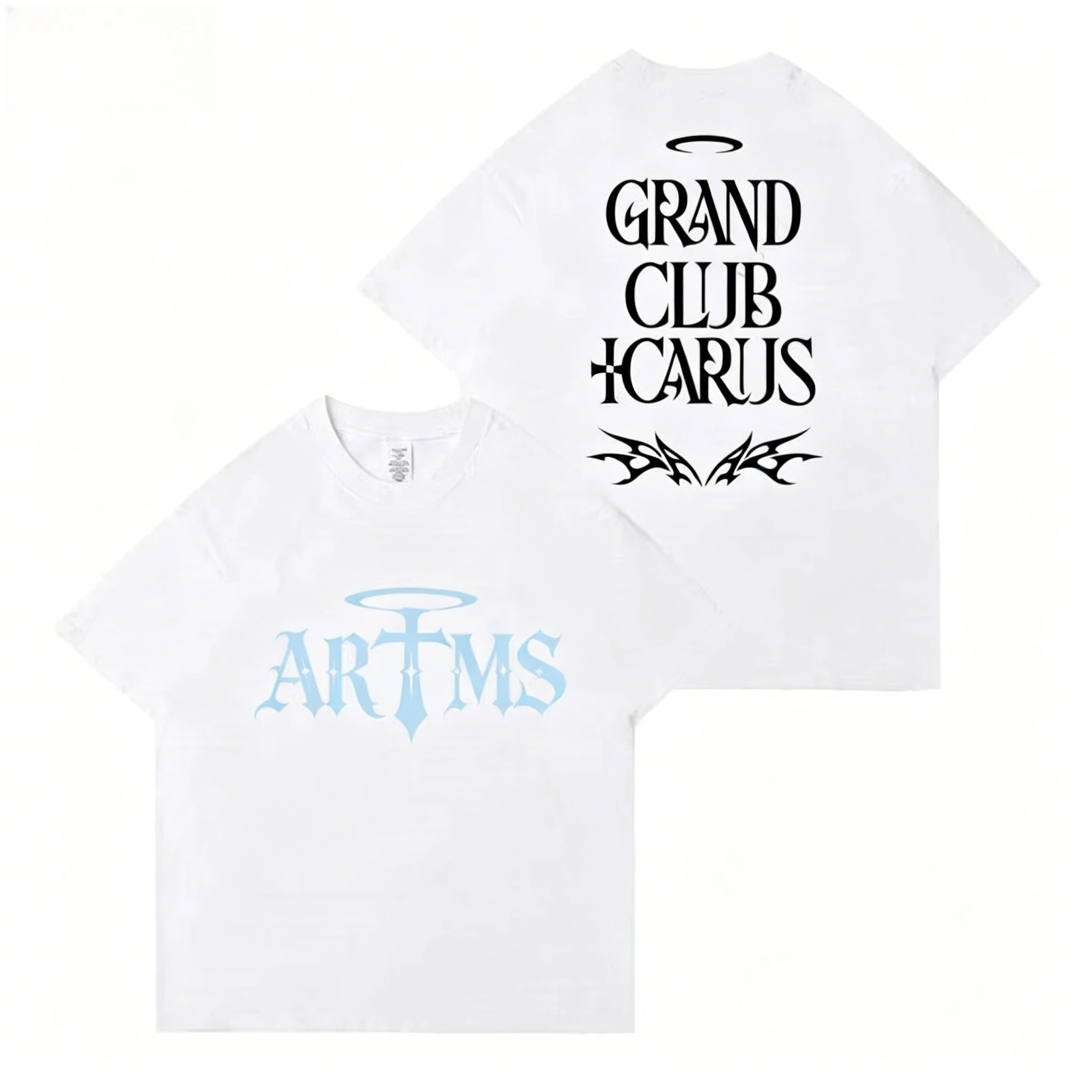 Camiseta ARTMS World Tour Grand Club Icarus con estampado de letras, camiseta de moda Kpop para hombres y mujeres, camiseta de manga corta de algodón puro para verano