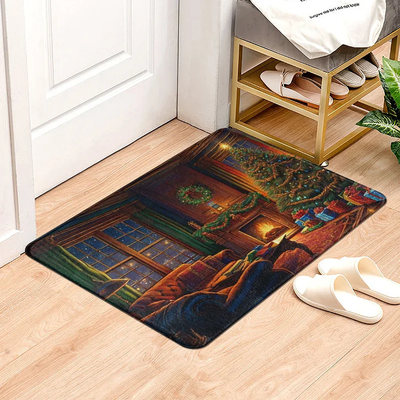 House entrance carpet Home door mat Living Room Bath Foot bathroom non-slip water absorption rugs bath Merry Christmas winter