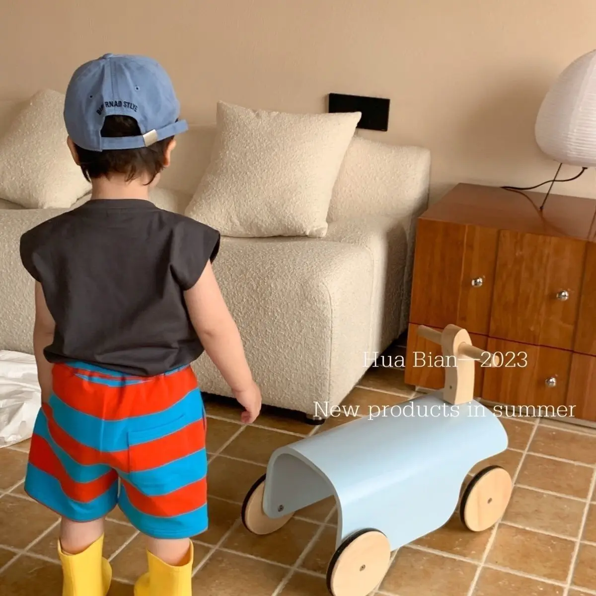 2026 Summer Baby Clothing Set Infant Boys Girls Cute Hamburg Print Sleeveless T-shirt and Stripe Shorts 2Pcs Suit Toddler Outfit