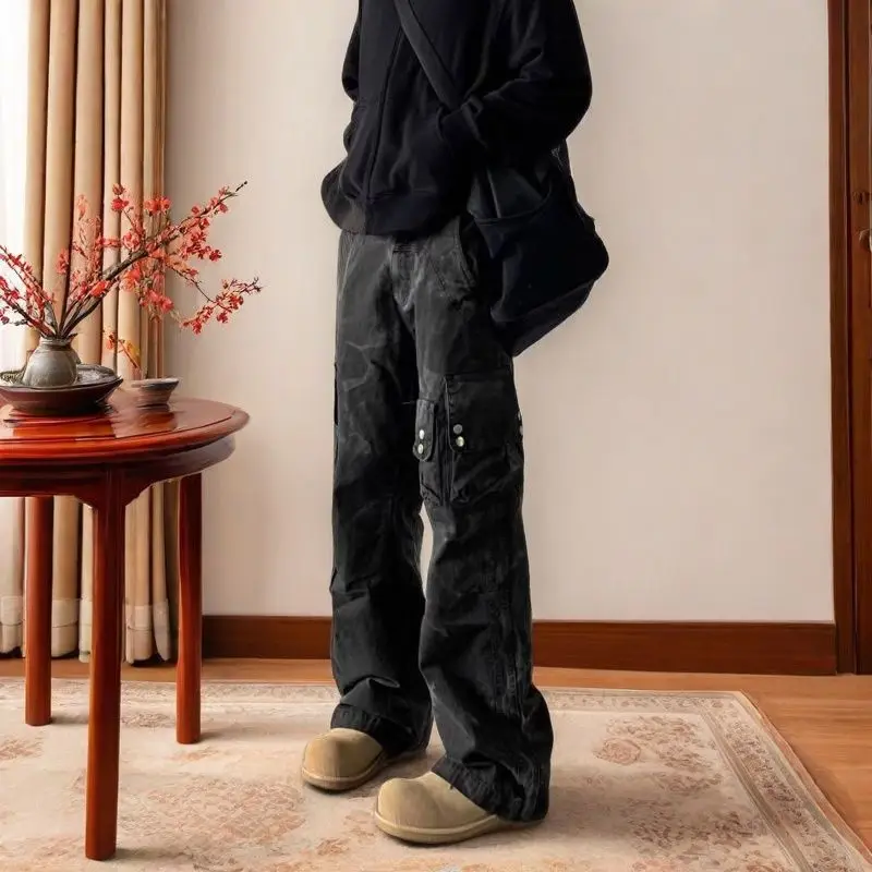 

Новые мужские джинсы карго 2026 года: модные, свободные, прямые, широкие штанины, в стиле High Street, с карманами, дизайнерские, в стиле Ruffian, для стильных мужчин