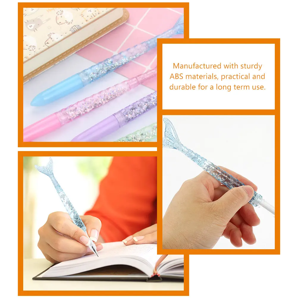 8Pcs Cartoon Mermaid Writing Pen Pen Practical School Note Pens Smooth Fine Point Multi-Function Pens