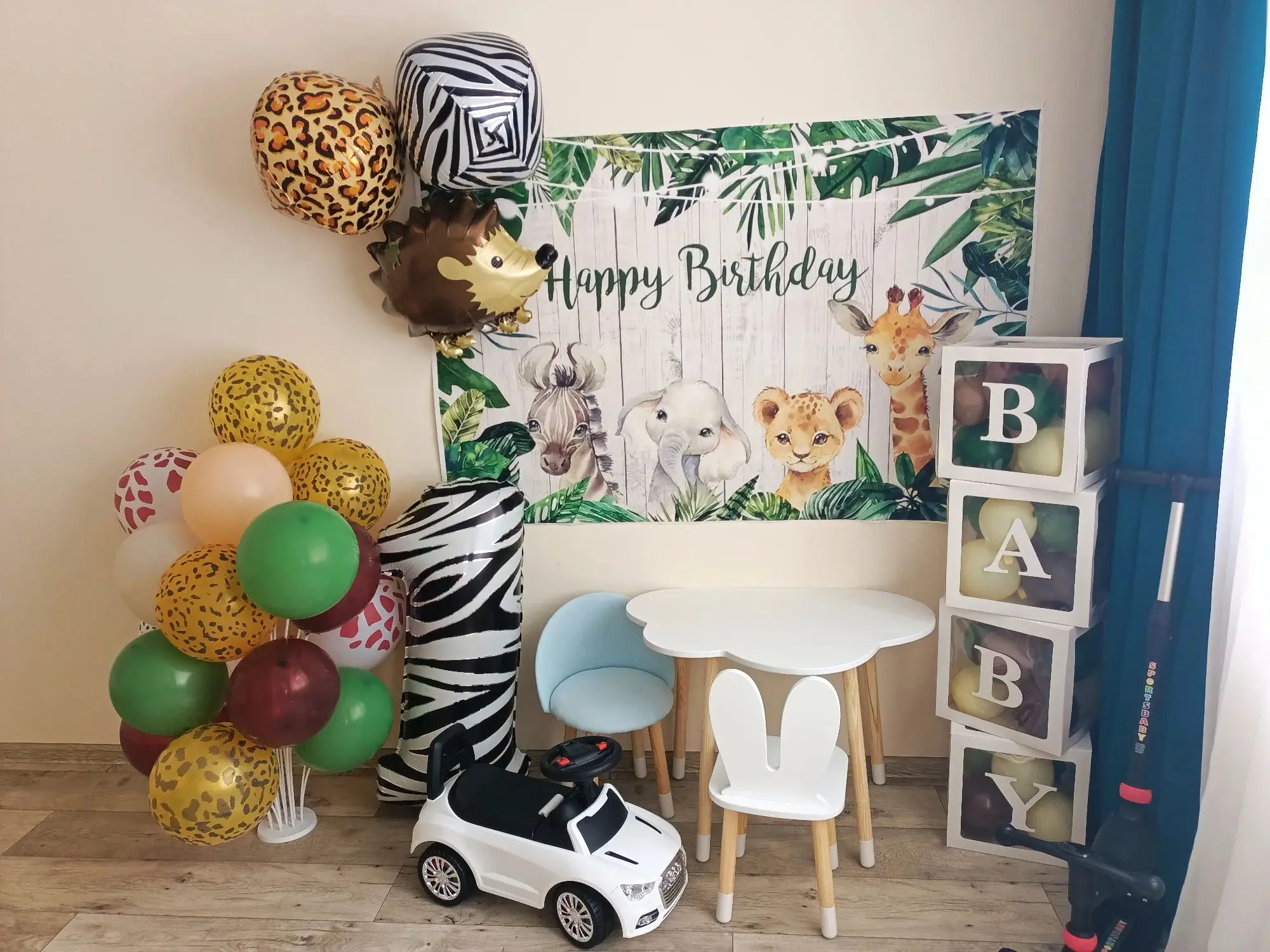 Tropical Jungle Safari Wild One Backdrop First Birthday Forest Animal Newborn Baby Shower Birthday Party Photography Background