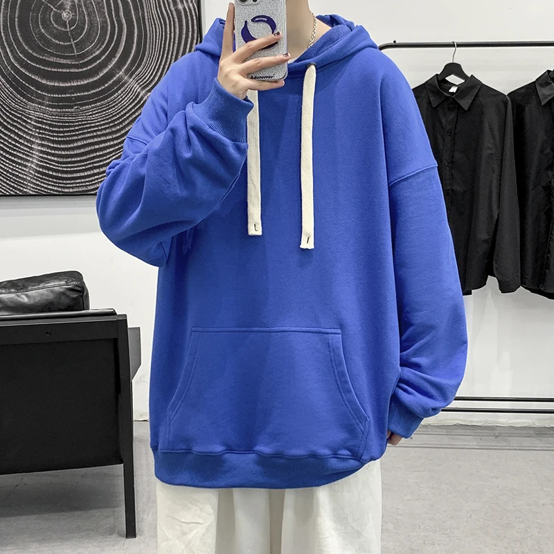 

Fashion Solid Color Pockets Loose Hooded Sweatshirts Men's Clothing 2024 Spring New Oversized All-match Tops Casual Sweatshirts