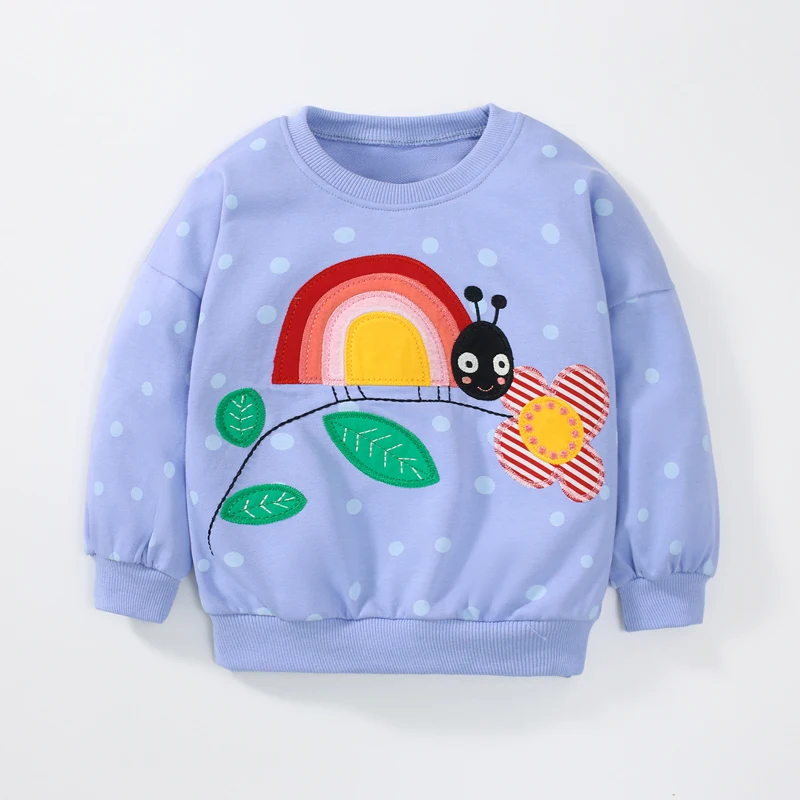 Little maven 2023 Clothes for Teenagers Baby Girls Clothes Cotton Cartoon Rainbow Snail Hoodie Sets Autumn Clothes for Kids Sets