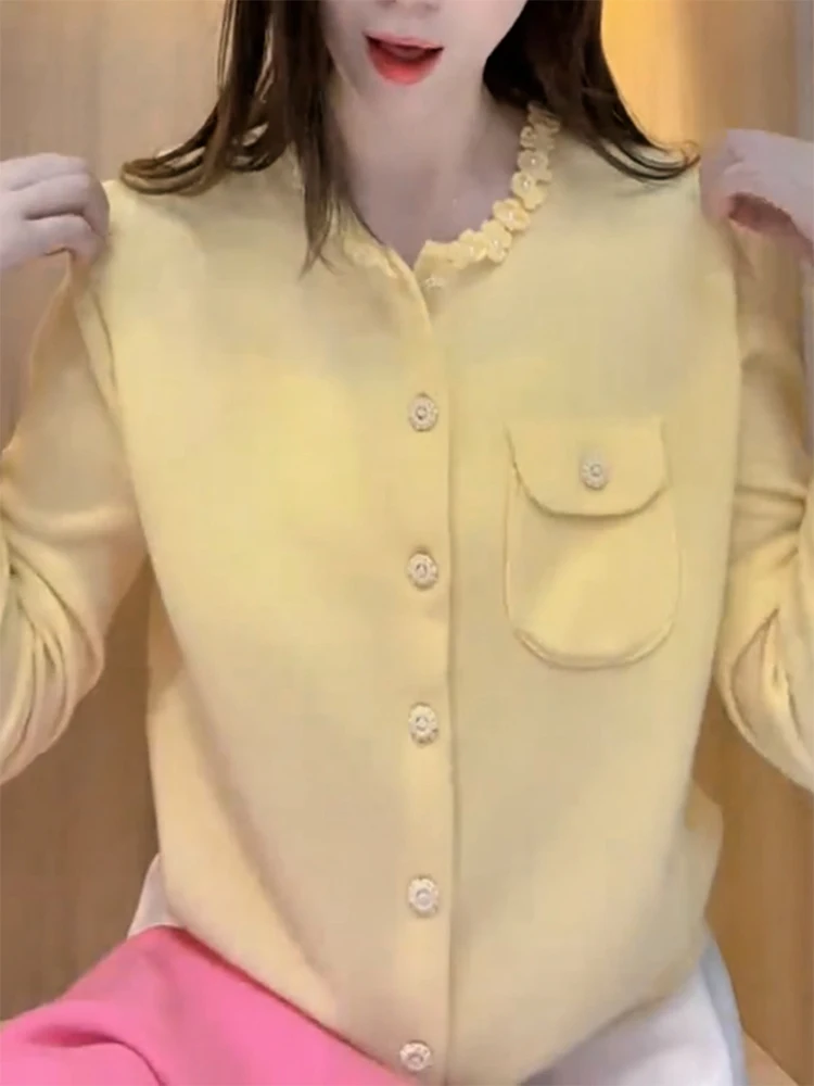 

Korean Sle round Ne Knitted Sweater Floral Print Versatile Slimming Top for Women Autumn Winter plus Size Casual Wear