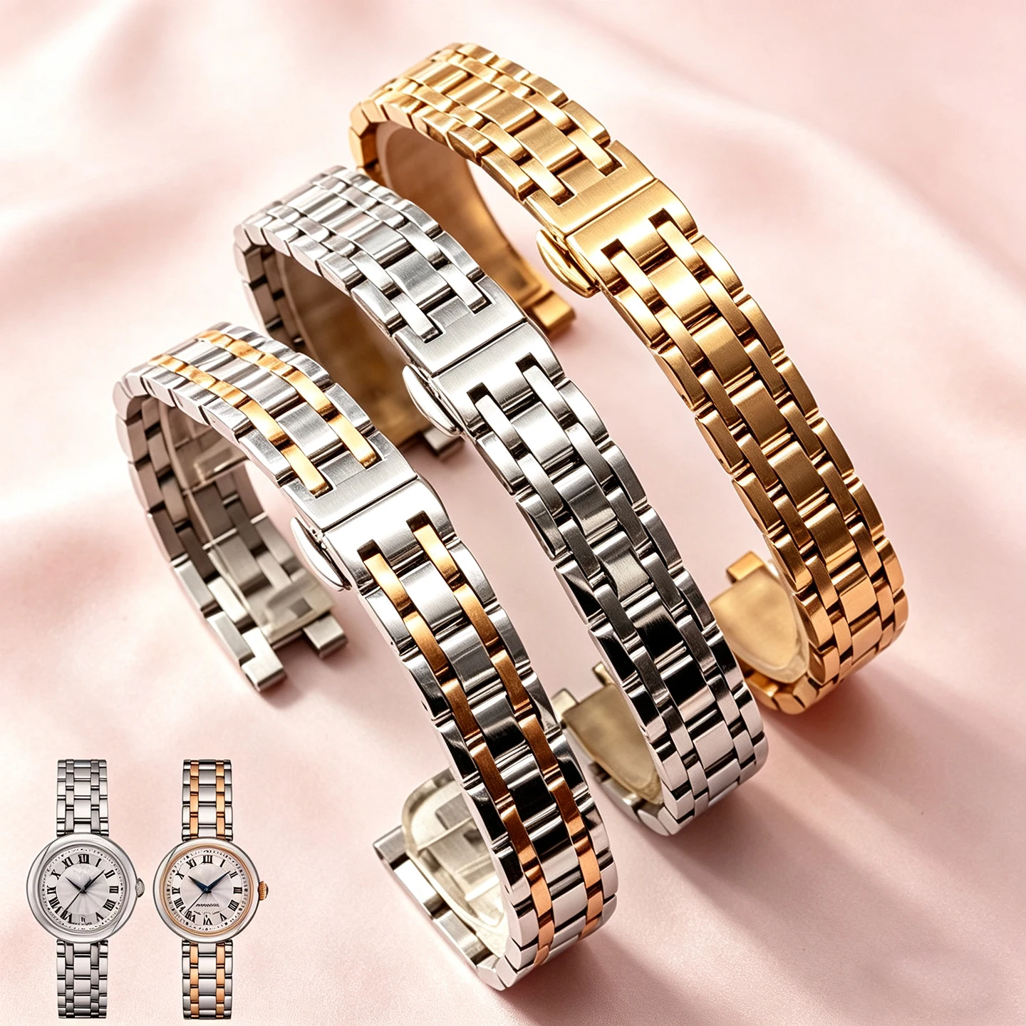 Correa de reloj de acero fino para Tissot Bellissima Small Lady Little Beauty Series T126010, pulsera de acero inoxidable para mujer de 12mm