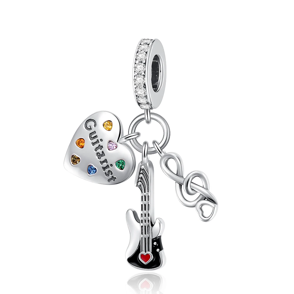 2025 الأصلي 925 الفضة الموسيقى سحر الغيتار العطر فاتنة الكلب حبة صالح سوار Charm قلادة المرأة Diy بها بنفسك مجوهرات للهدايا