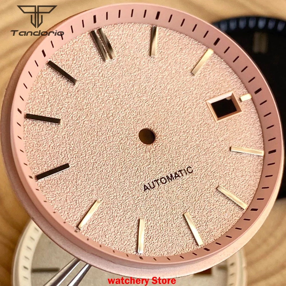 33.5mm Salmon Black Beige Watch Dial Face Classic Replica Silver Marks For NH35AA NH36AA Date Window High-quality Watch Tool Kit