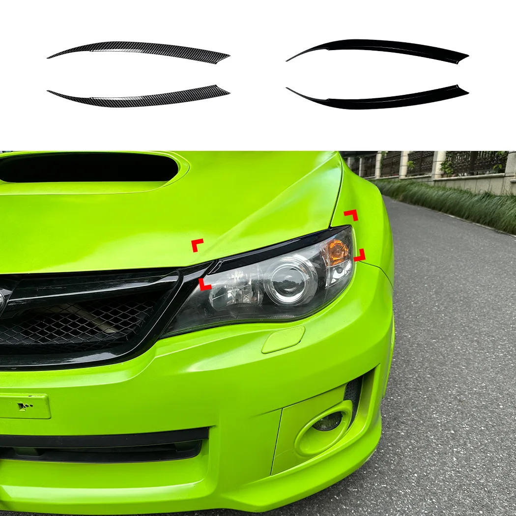 Für Subaru Impreza WRX STI 2007-2014 Scheinwerfer-Augenbrauen-Außenaufkleber aus ABS-Kunststoff in glänzendem Schwarz