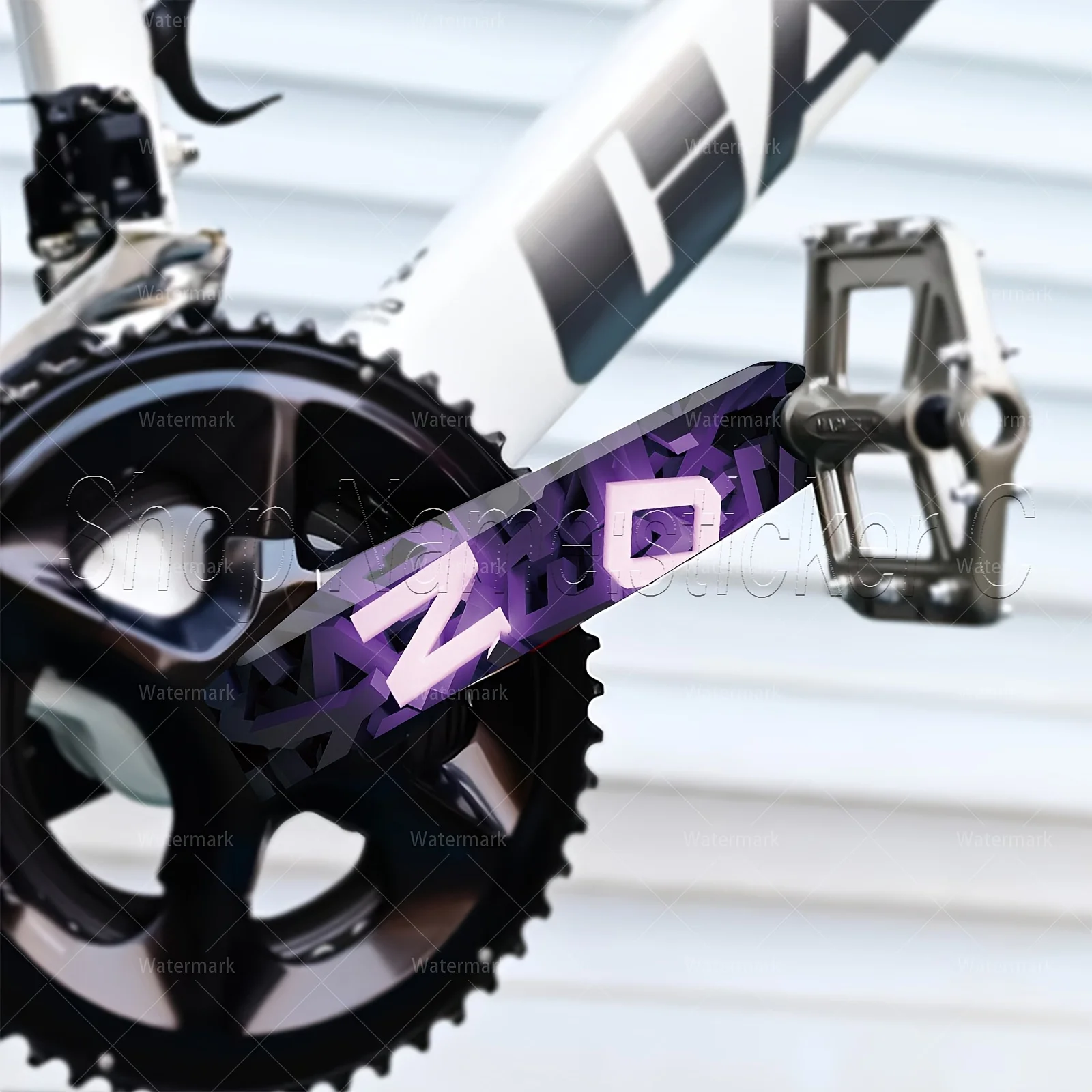 1pair Purple Letter Bike Crank Stickers, Waterproof Anti-scratch Decals for MTB & Road Bike