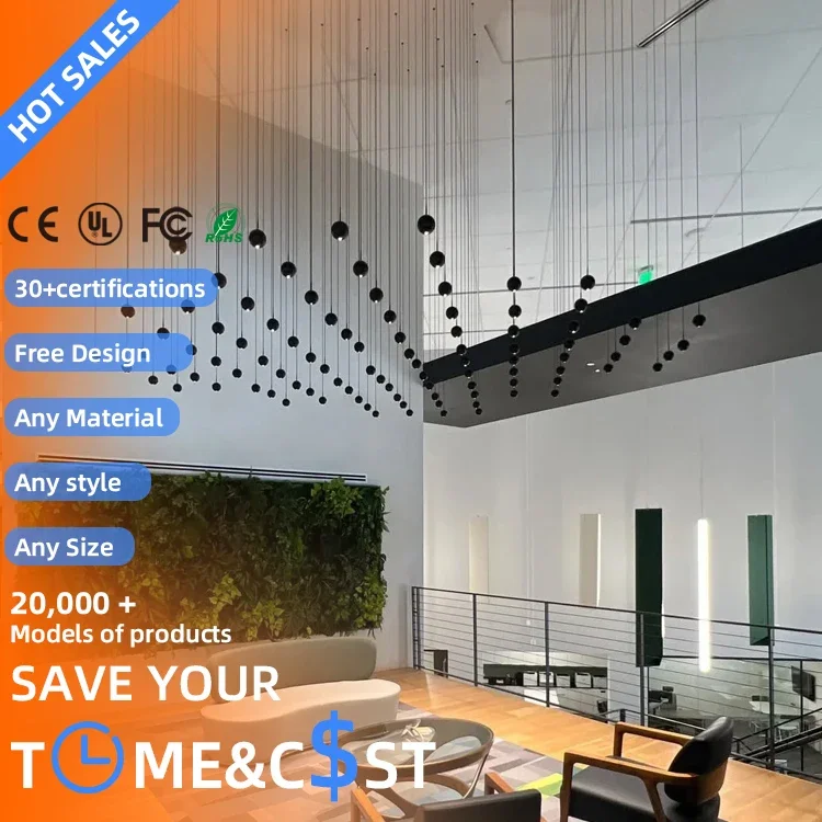 Modern Luxury Hotel Lobby  Light Large Round Stair  with Warm White Color Remote Control for High Ceilings