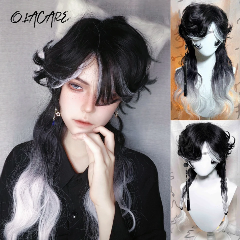 

Синтетический прямой парик, модный высокослойный парик Лолиты с челкой по центру, подходящий для ролевых игр на Хэллоуин, Рождество